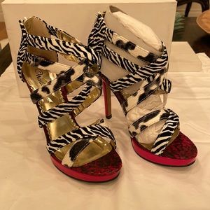 Wild Rose Zebra Print Heels with Pink Accents